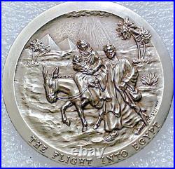 The Nativity Story 2 oz Antique finish Silver Coin from Medallic Art Co. NY