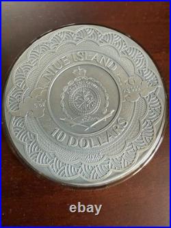 The Power of Green Dragon 5 oz Antique finish Silver Coin 10$ Niue 2024