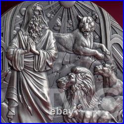 The Rescue of Daniel Bible Stories 2 oz Antique finish Silver Coin Cameroon 2024