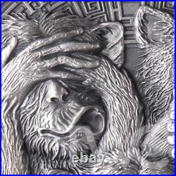Three Wise Monkeys Life Quotes 1oz Antique finish Silver Coin 5 Cedis Ghana 2022 Three Wise Monkeys Life Quotes 1oz Antique finish Silver Coin 5 Cedis Ghana 2022