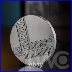 Time is Money 2 oz Antique finish Silver Coin 2000 Francs CFA Cameroon 2023