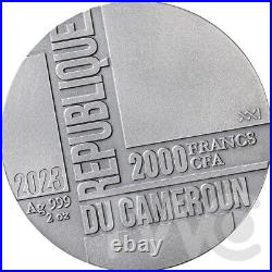 Time is Money 2 oz Antique finish Silver Coin 2000 Francs CFA Cameroon 2023