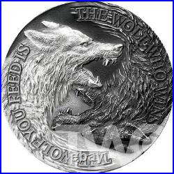 Two Wolves 1 oz Antique finish Silver Coin 2$ Niue 2021
