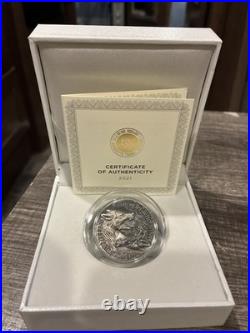 Two Wolves 1 oz Antique finish Silver Coin 2$ Niue 2021 #22 Of 999