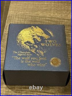 Two Wolves 1 oz Antique finish Silver Coin 2$ Niue 2021 #22 Of 999