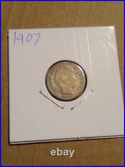 U. S. Antique Silver Dime Lot of 14. Barber, Mercury, Roosevelt 90% $1.40 FV