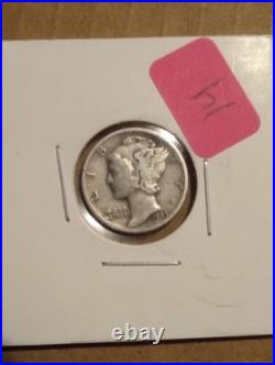 U. S. Antique Silver Dime Lot of 14. Barber, Mercury, Roosevelt 90% $1.40 FV