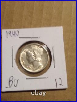 U. S. Antique Silver Dime Lot of 14. Barber, Mercury, Roosevelt 90% $1.40 FV