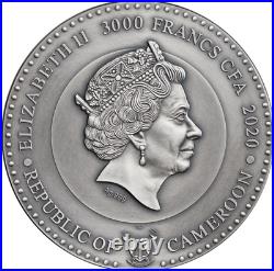 URANUS Planets and Gods 3 oz Antique finish. 999 Silver Coin 3000 Francs COA OGP