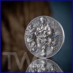 Ukraine. Battle Hardened 2.0 2 oz Antique finish Silver Coin 10 Cedis Ghana 2025