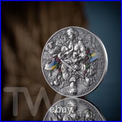 Ukraine. Battle Hardened 2.0 2 oz Antique finish Silver Coin 10 Cedis Ghana 2025 Ukraine. Battle Hardened 2.0 2 oz Antique finish Silver Coin 10 Cedis Ghana 2025