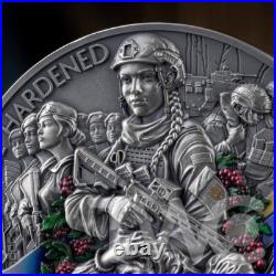 Ukraine. Battle Hardened 2.0 2 oz Antique finish Silver Coin 10 Cedis Ghana 2025 Ukraine. Battle Hardened 2.0 2 oz Antique finish Silver Coin 10 Cedis Ghana 2025