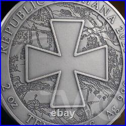 Ukraine. Battle Hardened 2.0 2 oz Antique finish Silver Coin 10 Cedis Ghana 2025