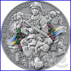 Ukraine. Battle Hardened 2.0 2 oz Antique finish Silver Coin 10 Cedis Ghana 2025 Ukraine. Battle Hardened 2.0 2 oz Antique finish Silver Coin 10 Cedis Ghana 2025