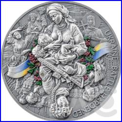 Ukraine. Battle Hardened 2.0 2 oz Antique finish Silver Coin 10 Cedis Ghana 2025 Ukraine. Battle Hardened 2.0 2 oz Antique finish Silver Coin 10 Cedis Ghana 2025