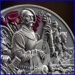 Ukraine. Battle Hardened 2 oz Antique finish Silver Coin Republic of Ghana 2024