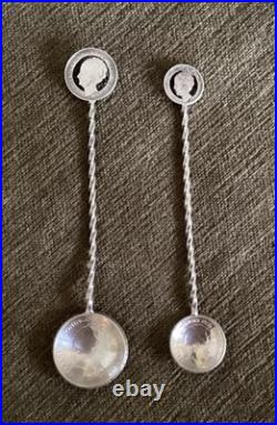 Unique Dutch Silver coin spoons 1940/1941 with Queen Wilhelmina