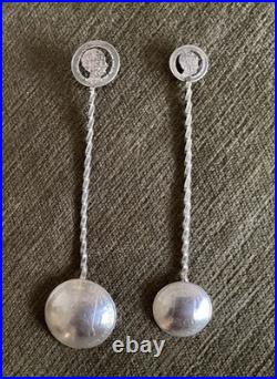 Unique Dutch Silver coin spoons 1940/1941 with Queen Wilhelmina