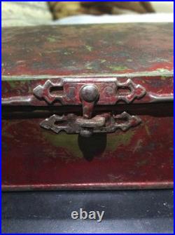 Unsearched Old US Coins Hoard 1930s Antique 2.29LB Heavy Red Tin Box Estate Find