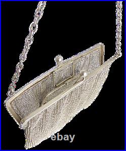VINTAGE English STERLING SILVER Mesh CHATELAINE BAG with Built-in COIN PURSE