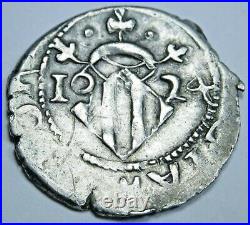 Valencia 1624 Spanish Silver 1 Reales Antique 1600's Colonial Cob Pirate Coin