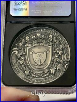 Vaultbox 2024 Caesar & Cleopatra 2oz Silver Antiqued & High Relief Coin NGC MS70