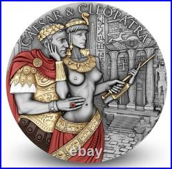 Vaultbox 2024 Caesar & Cleopatra 2oz Silver Antiqued & High Relief Coin NGC MS70