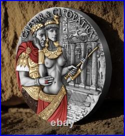 Vaultbox 2024 Caesar & Cleopatra 2oz Silver Antiqued & High Relief Coin NGC MS70