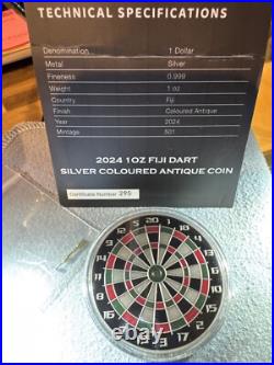 Very Limited# Silver (0.999) 1$ 2024 Fiji COLOURED Silver (44g) Antique Coin