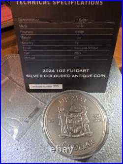 Very Limited# Silver (0.999) 1$ 2024 Fiji COLOURED Silver (44g) Antique Coin