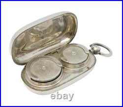 Victorian Sterling Silver Double Sovereign Coin Holder Fob Antique 1893 London