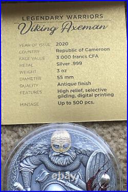 Viking Axeman Legendary Warriors 3 oz Antique finish Silver Coin? 2020
