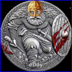 Viking Axeman Legendary Warriors 3 oz Antique finish Silver Coin Cameroon 2020
