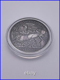 Viking Berserker Antiqued Silver Round Hobo Nickel Series 1 oz. 999 Coin RARE