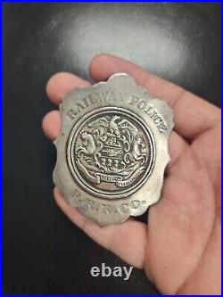 Vintage Antique Railway Police Badge Prrco Coin Silver Fg Clover Co