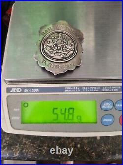 Vintage Antique Railway Police Badge Prrco Coin Silver Fg Clover Co