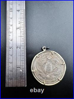 Vintage Chinese Dragon Silver One Dollar Coin Pendant Qing Dynasty Style