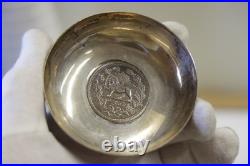 Vintage Middle Eastern Silver Coin made into. 900 Silver Dish 61.53 Grams