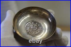 Vintage Middle Eastern Silver Coin made into. 900 Silver Dish 61.53 Grams