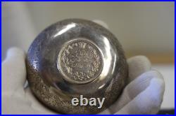 Vintage Middle Eastern Silver Coin made into. 900 Silver Dish 61.53 Grams