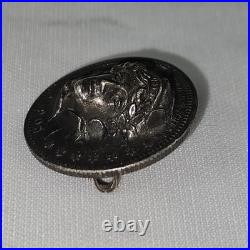 Vintage Repousse 1905 Morgan Silver Dollar Brooch Pin Pop Out 3D Coin AWESOME