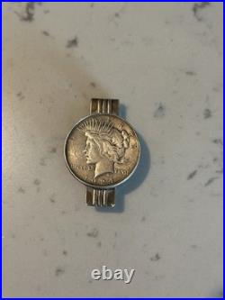 Vintage SWANK Sterling Silver Money Clip 1924 Peace Dollar 52.2g