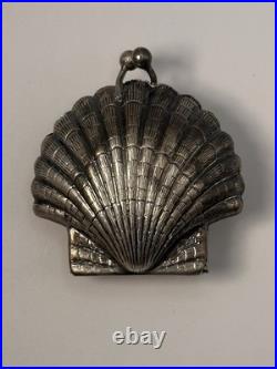 Vintage Sterling Silver Scallop Shell Coin Purse Kiss Lock Keepsake 15.4g