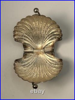 Vintage Sterling Silver Scallop Shell Coin Purse Kiss Lock Keepsake 15.4g