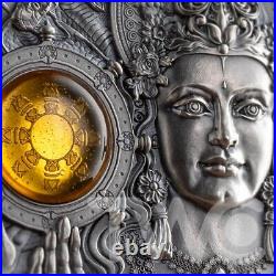 Vishnu Divine Faces of the Sun 3 oz Antique finish Silver Coin 5$ Niue 2023