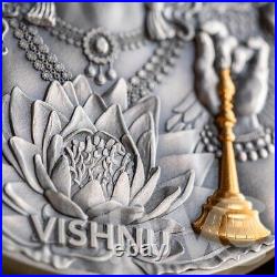 Vishnu Divine Faces of the Sun 3 oz Antique finish Silver Coin 5$ Niue 2023