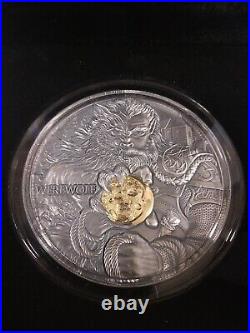 Werewolf Dual Essence 2 Oz. 999 Silver Coin Cameroon 2024 Antique Finish LOT#491
