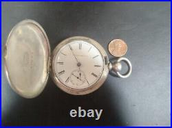 Working Antique 1881 Elgin Model 1 Pocket Watch Grade 87 Heavy Coin Silver
