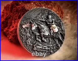 Zawisza The Black 200g Antiqued Silver Coin 5000 Francs CFA Cameroon 2024 6.4oz