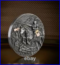 Zawisza The Black 200g Antiqued Silver Coin 5000 Francs CFA Cameroon 2024 6.4oz